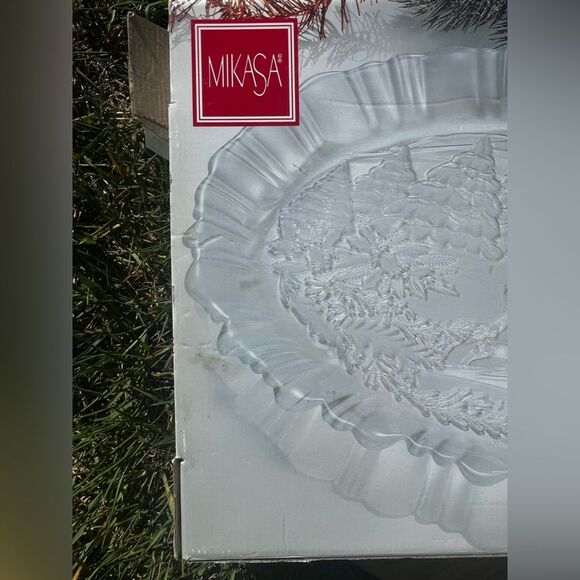 Mikasa Frosted Glass Winter Dream Serving Platter Holiday Christmas Deer & Trees - Picture 14 of 15
